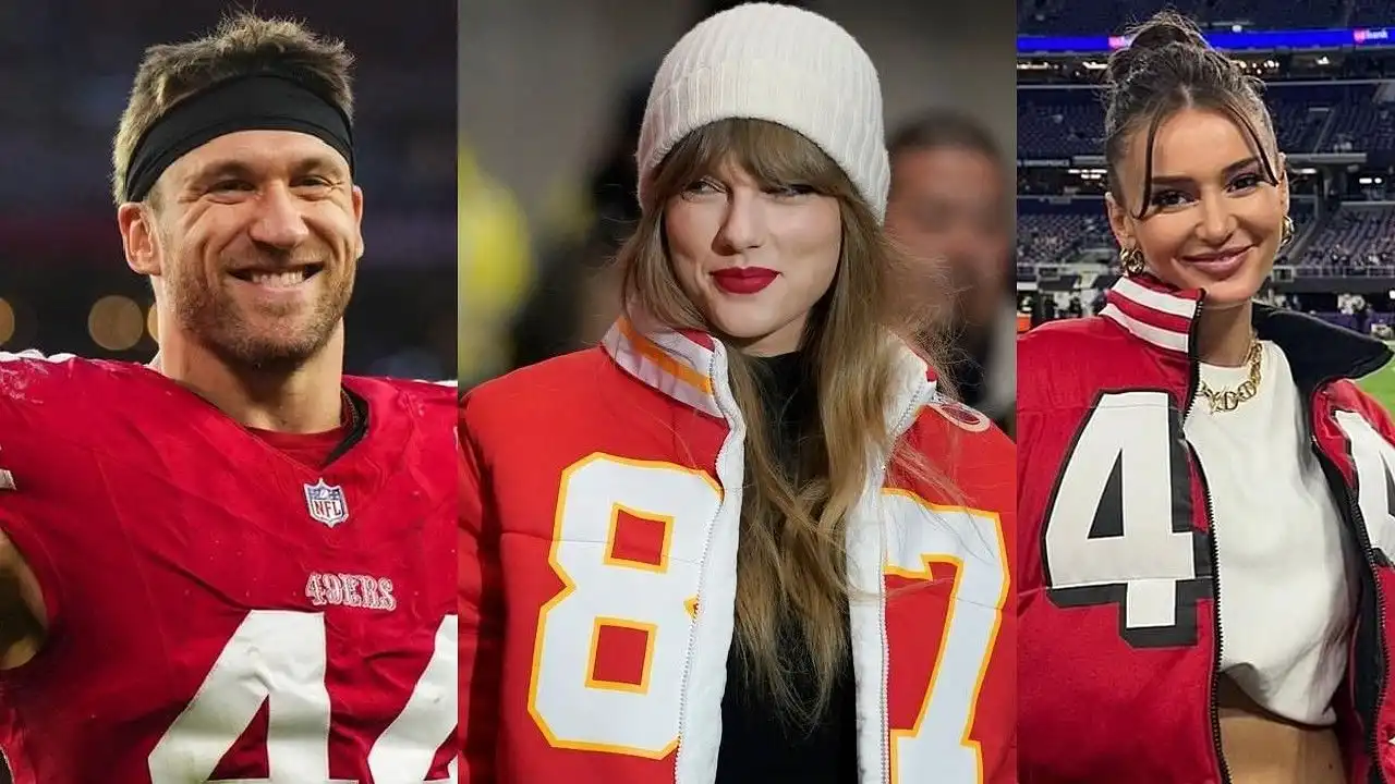 El All-Pro de los 49ers, Kyle Juszczyk, promociona a Taylor Swift y sacude el atuendo de su esposa Kristin para el día del juego