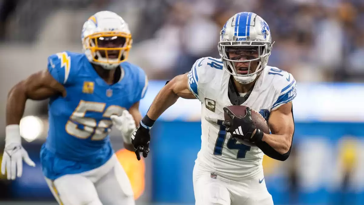 Detroit Lions Amon-Ra St. Brown día de carrera regreso a casa Chargers