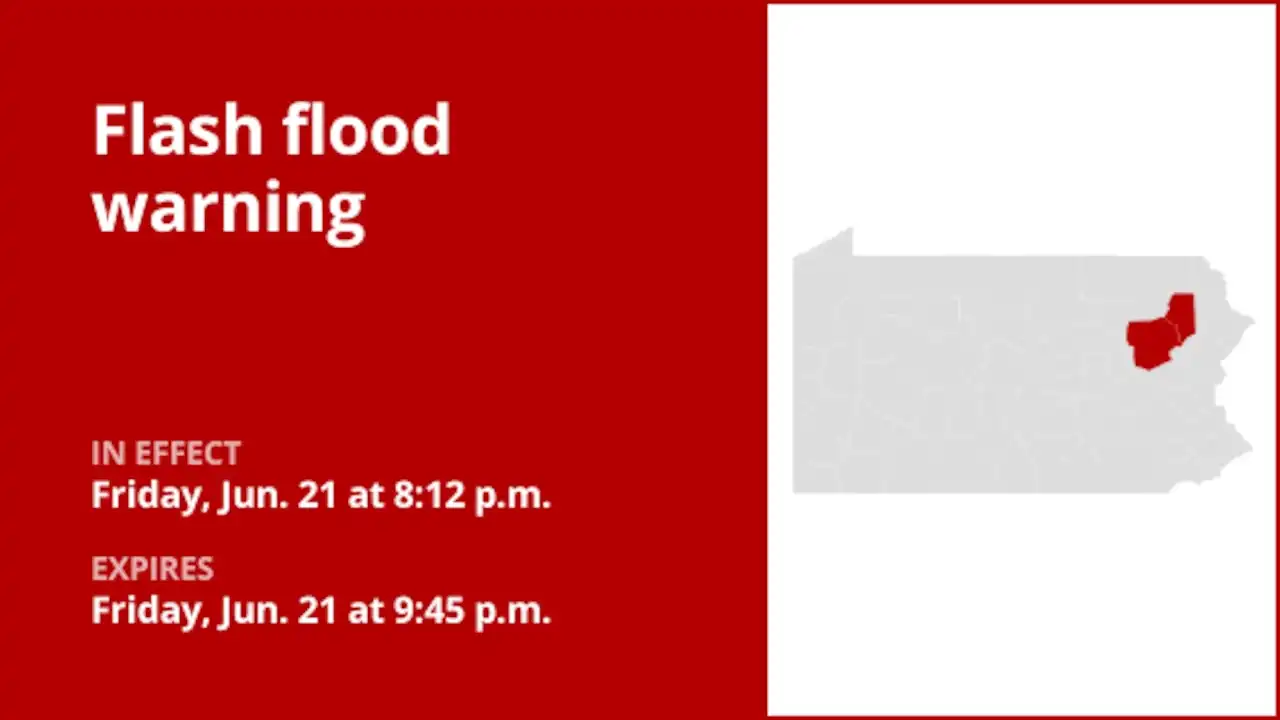 Se emitió una advertencia de inundación repentina para los condados de Lackawanna y Luzerne el viernes por la noche