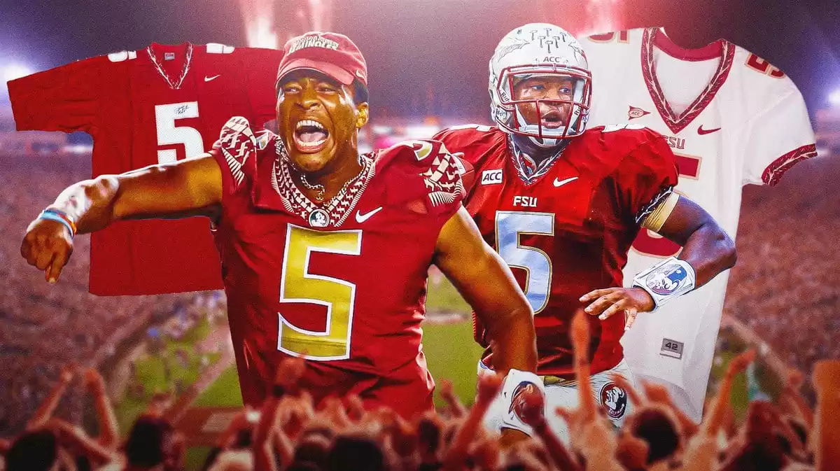 Honor de fútbol americano del estado de Florida Jameis Winston camiseta retiro juego de North Alabama