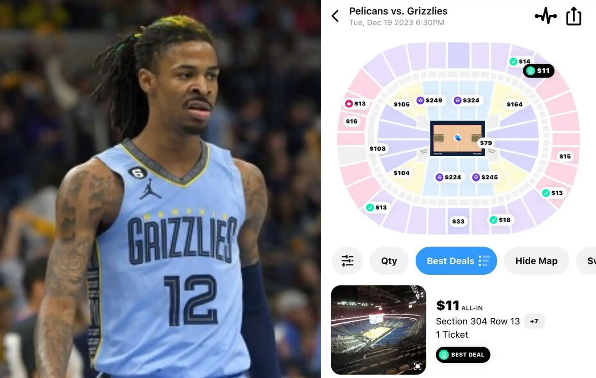 Las entradas para el partido de regreso de la NBA de Ja Morant que han tocado fondo a 11 dólares tienen a los aficionados haciendo payasadas a la estrella de los Grizzlies