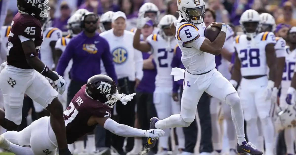 Jayden Daniels 4 TD supera a LSU Texas A&M 42-30