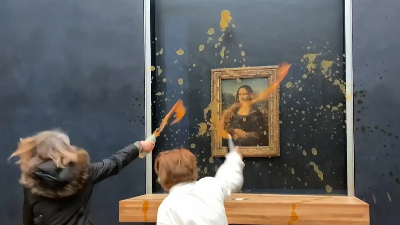 Mona Lisa salpicó sopa de calabaza manifestantes París