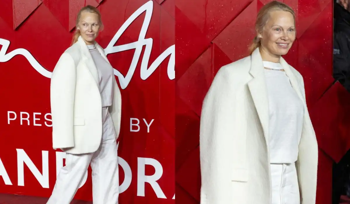 Pamela Anderson lleva un traje de Victoria Beckham sin maquillaje en los Fashion Awards 2023