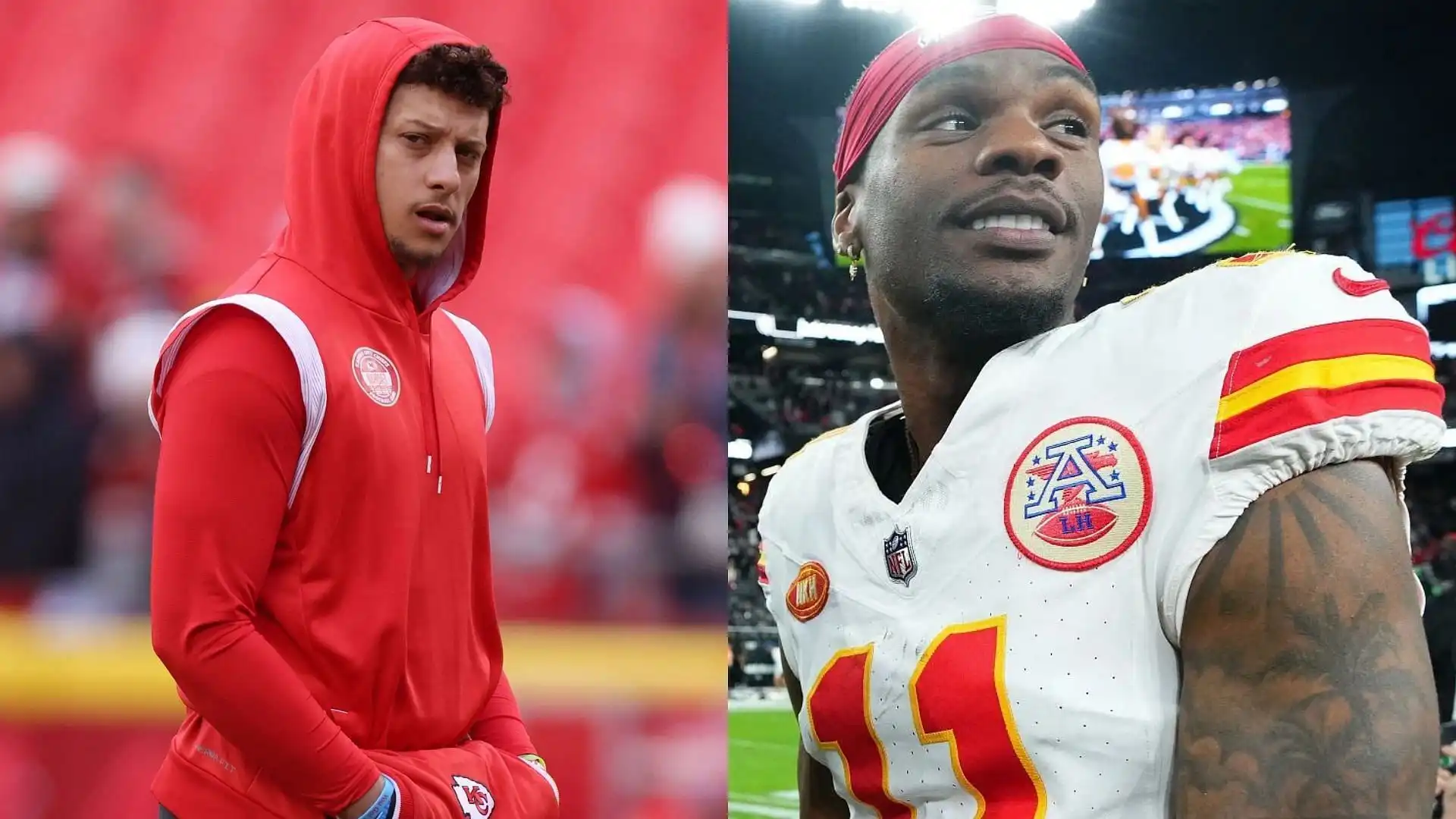 Patrick Mahomes, Marquez Valdes-Scantling, fanáticos de los Chiefs, dejando caer el pase, culpando al mariscal de campo