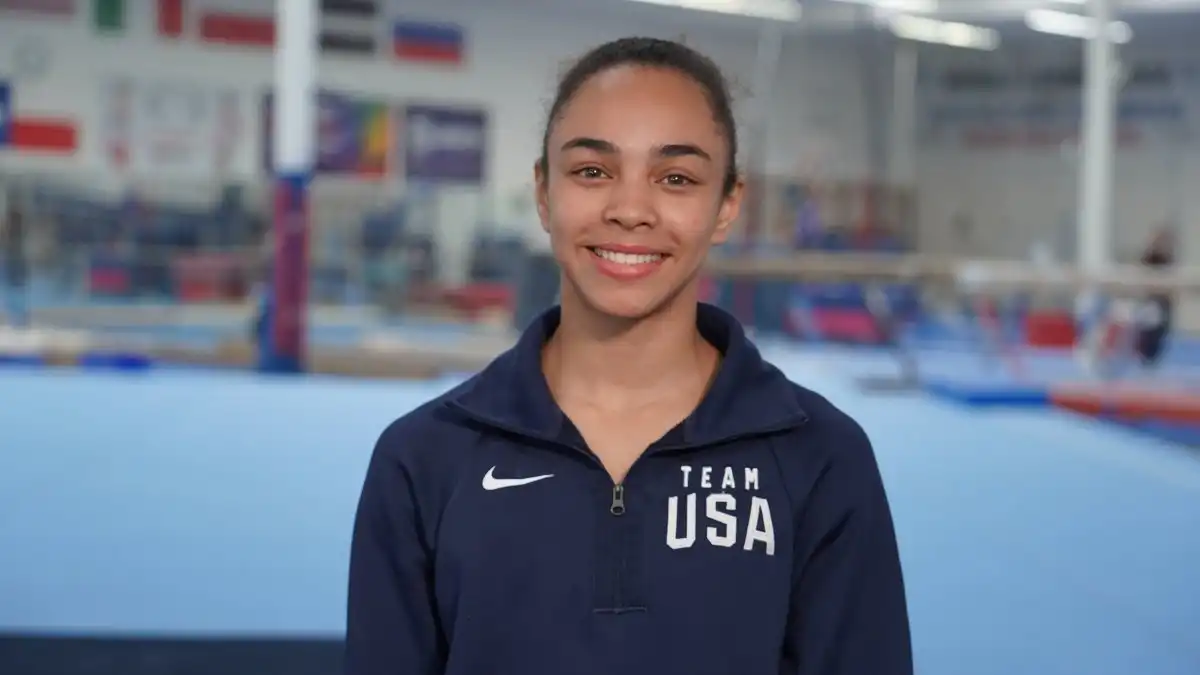 Plano Hezly Rivera, miembro más joven del equipo de EE. UU., Juegos Olímpicos de París