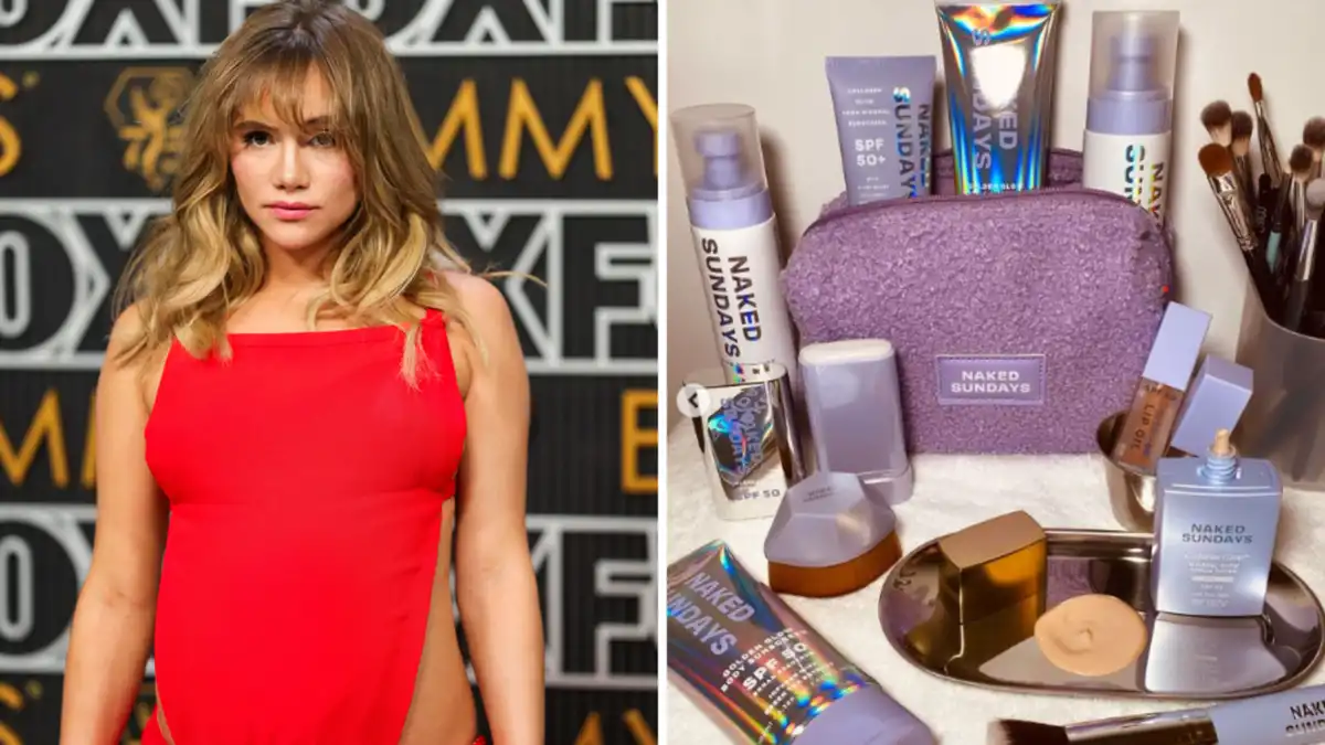 La actriz embarazada Suki Waterhouse es vista en una importante marca de belleza australiana en los premios Emmy