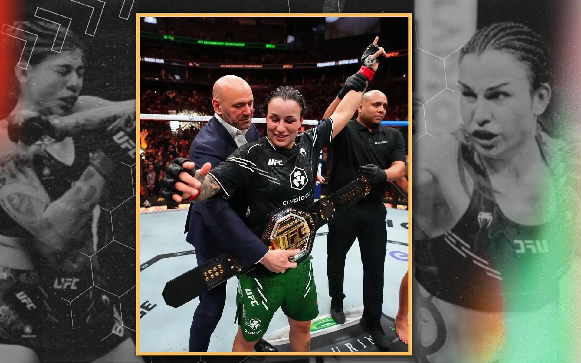 Raquel Pennington reclama el título de peso gallo femenino en una guerra de cinco asaltos con Mayra Bueno Silva, comparte un beso con su esposa después de la victoria