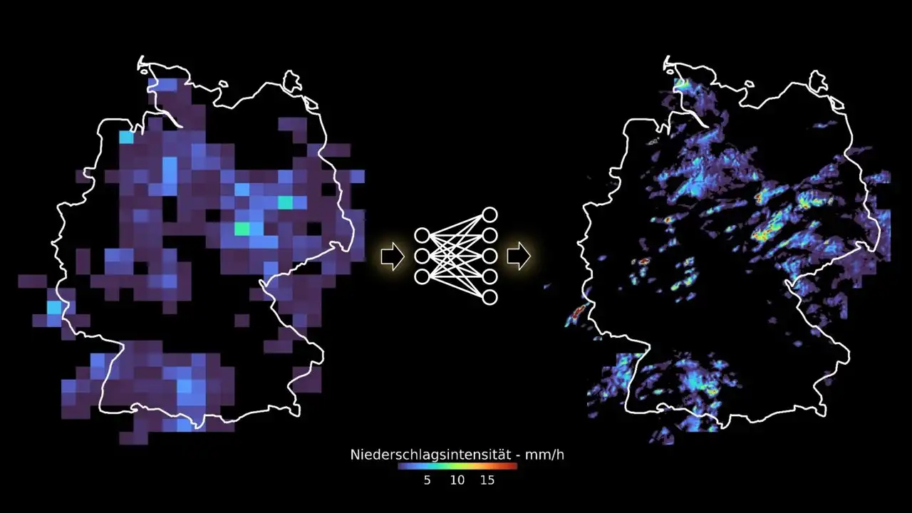 Los investigadores utilizan el aprendizaje profundo para mejorar la resolución espacial temporal de los mapas de precipitación gruesa
