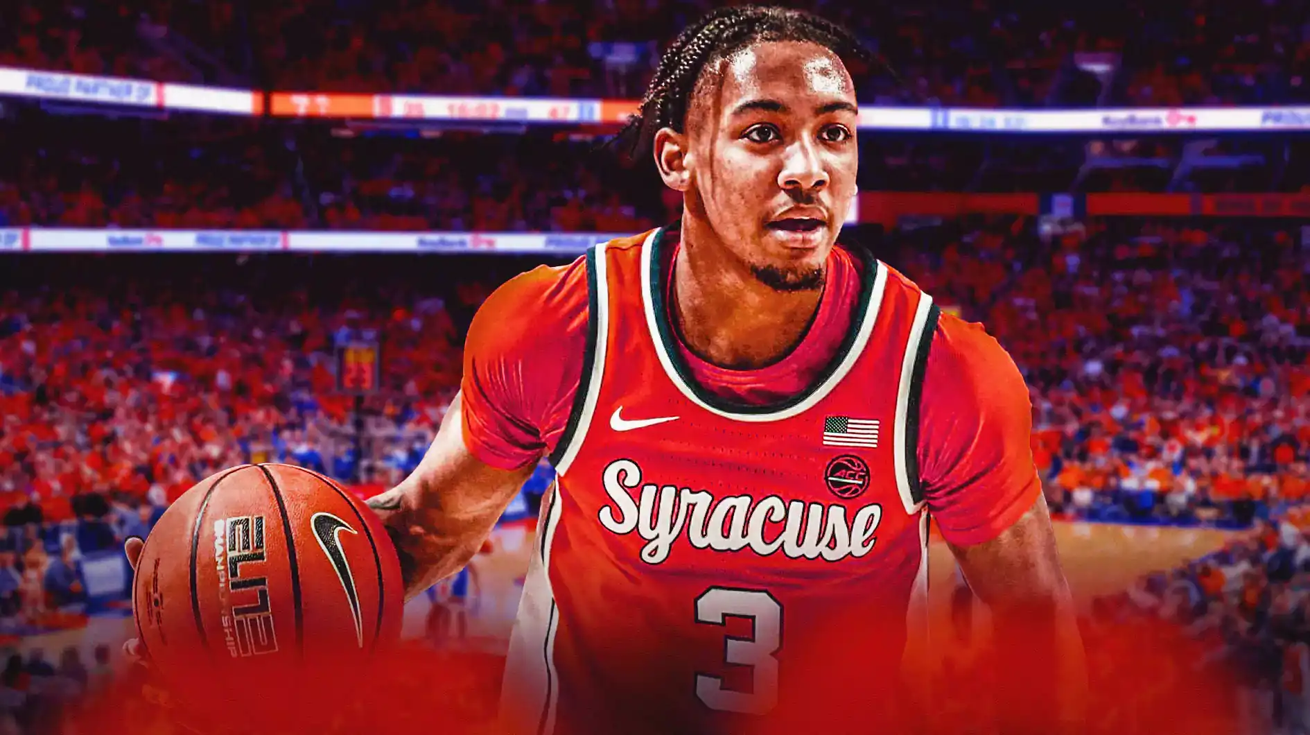 Syracuse baloncesto Carolina del Norte derriba a los fanáticos Judah Mintz stock