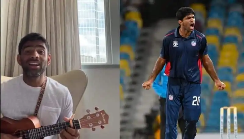 Copa del Mundo T20 2024: Saurabh Netravalkar toca el ukelele tras la victoria de Estados Unidos contra Pakistán y cautiva a los espectadores (VER)