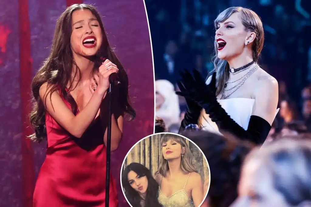Taylor Swift baila la actuación de Olivia Rodrigo en los Grammy 2024
