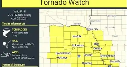 Alerta de tornado en Lincoln y el sureste de Nebraska hasta las 7 p.m.